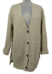 Dámský béžový žinylkový propínací oversized svetr Abercrombie&Fitch