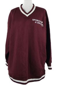 Dámska vínová mikina s nápisom a pruhmi Primark