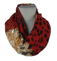 Dámská červeno-barevná vzorovaná límcová šála 