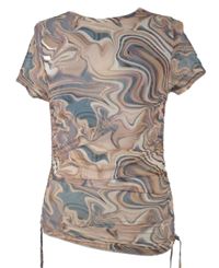 Dámske ružovo-modré vzorované tylové tričko so stahováním New Look