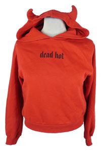 Dámská červená mikina s nápisem a kapucí H&M