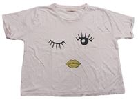 Svetloružové crop tričko s očima Lipsy