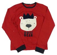 Červené melírované tričko s medvěďom Next