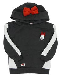 Sivo-biela mikina s Minnie a kapucňou zn. Disney