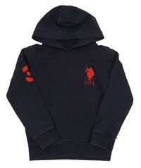 Tmavomodrá mikina s logem a kapucí U.S. Polo Assn.
