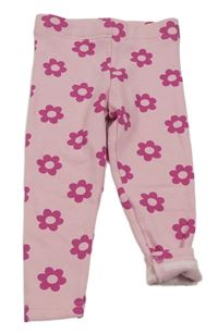 Růžové květinové zateplené legíny Primark