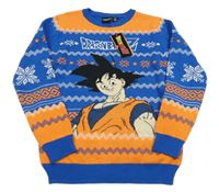 Nové - Modro-oranžový vzorovaný svetr s obrázkem Primark