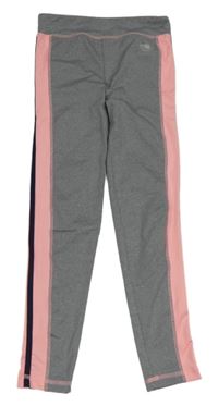 Šedo-neonově růžové sportovní legíny s potiskem 