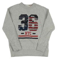 Světlešedá mikina s číslem z flitrů H&M