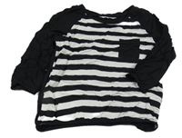Černo-bílá pruhovaná halenka s kapsou H&M