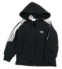 Černá propínací mikina s logem a kapucí Adidas