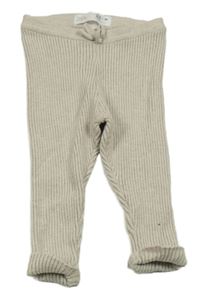 Svetlobéžové rebrované pletené legíny Zara