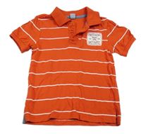Červené pruhované polo tričko s nášivkou Dopodopo