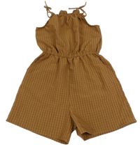 Hnedý pruhovaný kraťasový overal H&M