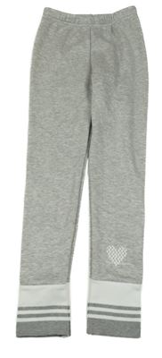 Sivé zateplené legíny so srdcem