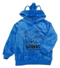 Modrá chlpatá mikina so Sonicem a kapucňou H&M