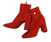 Nové - Dámske červené členkové é topánky s kamínky vel. 39