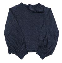 Modrý třpytivý svetr s mašlí H&M