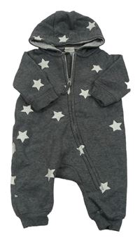 Tmavosivá tepláková kombinéza s hviezdami a kapucňou H&M