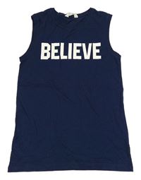 Tmavomodré tílko s nápisem H&M
