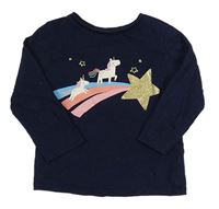 Tmavomodré triko s kometou a jednorožcem F&F