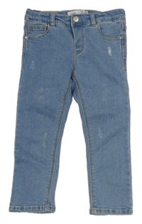 Modré skinny rifle s vyšúchaním Zara