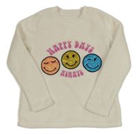 Smotanová chlpatá mikina so smajlíkmi Dunnes stores