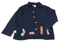 Tmavomodrý pyžamový kabátek so zajíci