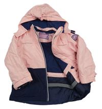 Světlerůžovo-tmavomodrá šusťáková lyžařská bunda s kapucí Impidimpi