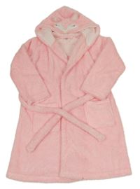 Ružový plyšový župan s kapucí - zvieratko