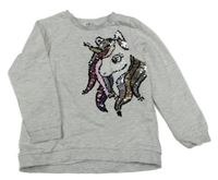 Svetlosivá melírovaná mikina s překlápěcími flitre H&M