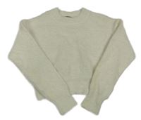 Smotanový chlpatý crop sveter New Look