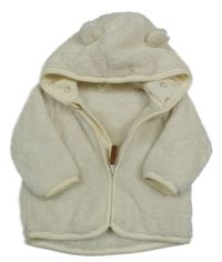 Smetanová chlupatá propínací mikina s kapucí H&M