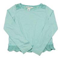 Svetlomodré crop tričko s čipkou H&M