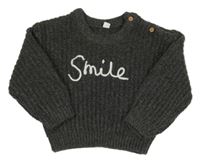 Tmavosivý sveter s nápisom M&S