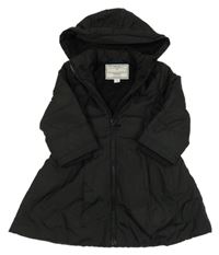 Černý šusťákový zateplený kabát s kapucí Monsoon