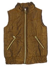 Skořicová metalická šušťáková zateplená vesta