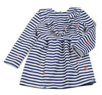 Námořnicky modro-biele pruhované šaty s kvetmi St. Bernard