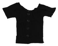 Černé žebrované crop tričko s lodičkovým výstřihem Firetrap 