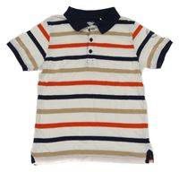 Bielo-béžovo-červené pruhované polo tričko s kormidlem Topolino