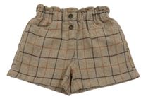 Hnedo-čokoládové kockované vlnené kraťasy Next