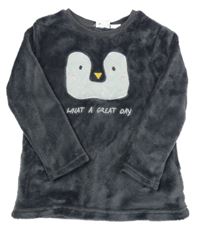 Tmavosivá chlpatá mikina s tučňákem Zara