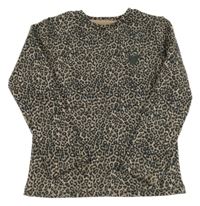 Hnedo-čierne leopardí thermo tričko so srdiečkom Nutmeg