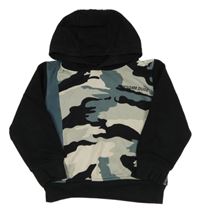 Černo-zeleno-bílá army mikina s kapucí Next
