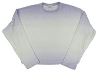 Lila-biele rebrované úpletové crop tričko H&M