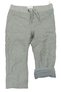 Sivé kockované plátenné podšité nohavice C&A