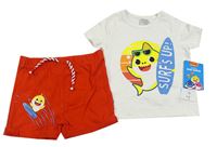 2set - Biele tričko + červené kraťasy so žralokmi Nickelodeon