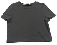 Sivé rebrované crop tričko H&M