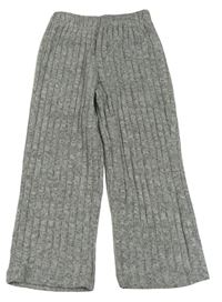 Sivé rebrované úpletové culottes nohavice Shein