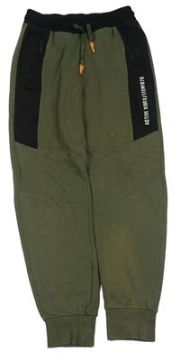 Khaki-černé tepláky s nápisem H&M